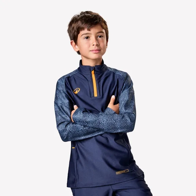 Kipsta Kids' Football 1/2 Zip Sweatshirt Viralto Roarr - Blue/Navy/Orange
