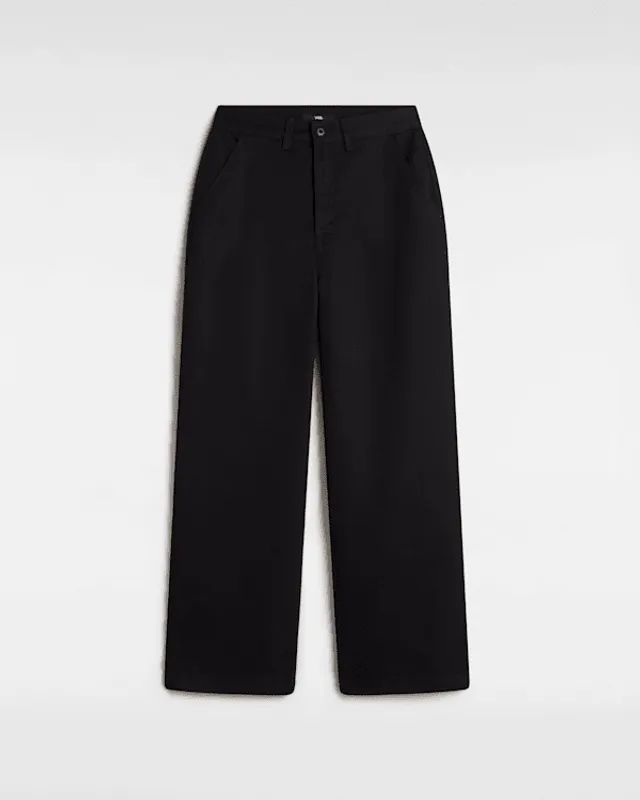Vans Palmer Wide Leg Chino Trousers (Black) Women Black