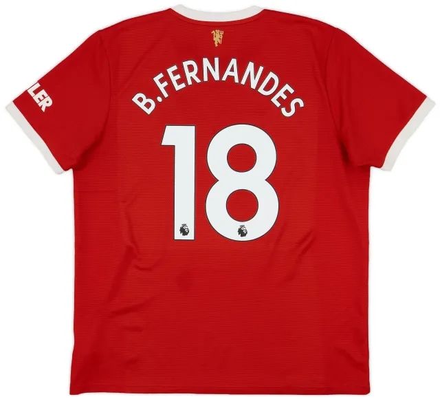 adidas 2021-22 Manchester United Home Shirt B.Fernandes #18 - 6/10 - (XL)