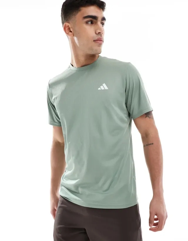 Adidas Training Essentials T-Shirt In Silver Green