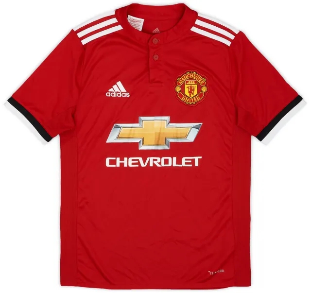 adidas 2017-18 Manchester United Home Shirt - 9/10 - (L.Boys)