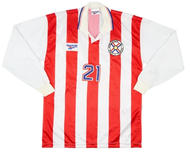 Reebok 1998 Paraguay Match Issue Home L/S Shirt #21