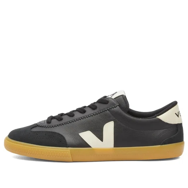 Veja Women's Volley Sneaker in O.T Leather Black/Pierre