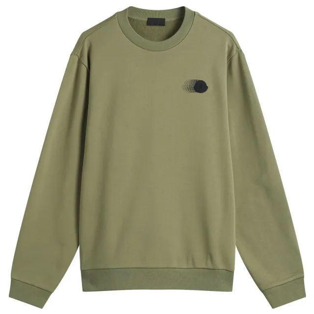 Moncler Men's Swoosh Cotton Fleece Sweatshirt Green