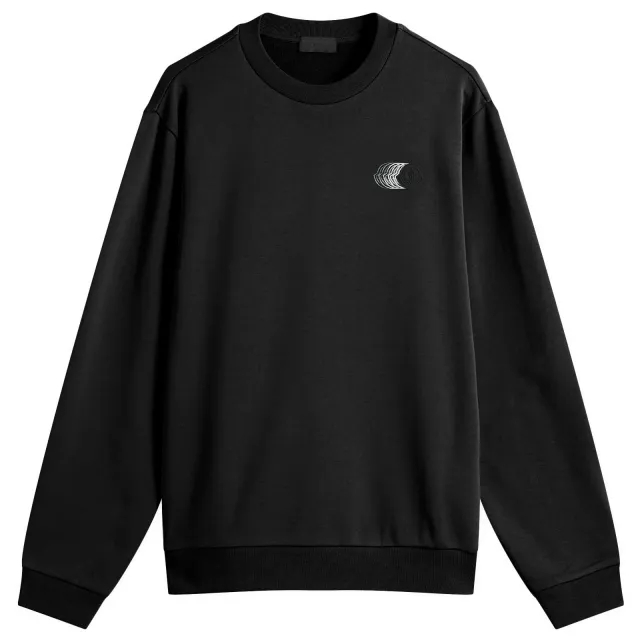 Moncler Men's Swoosh Cotton Fleece Sweatshirt Black