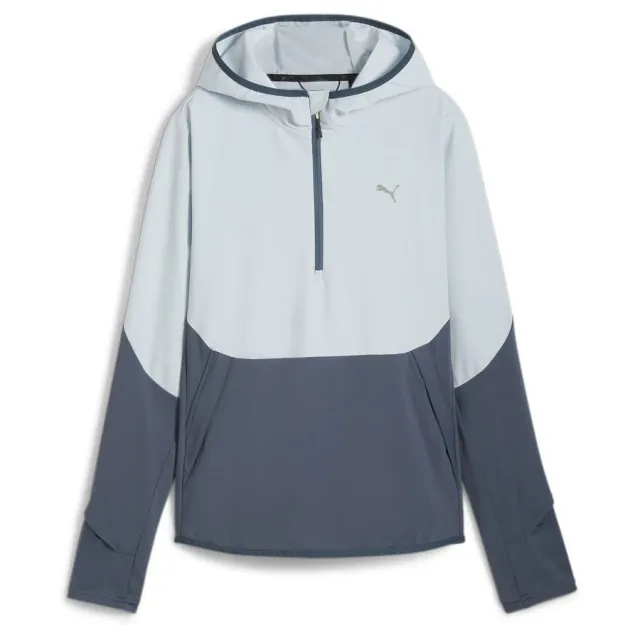 Puma W Seasons Microfleece Hooded Hybrid 1/2 Zip Gray Skies - ['Grey']
