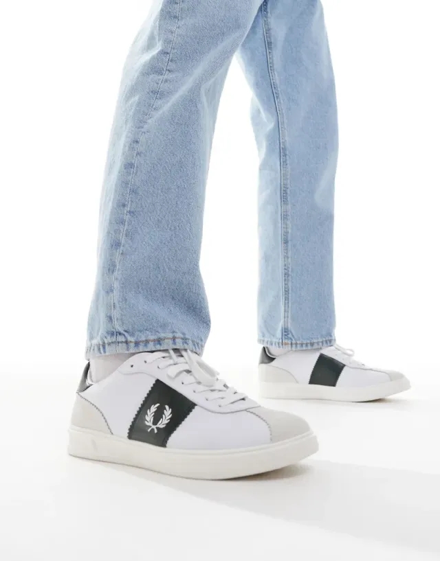 Fred Perry B4 Leather And Suede Trainers In White