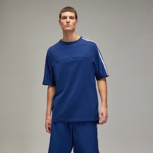 adidas Y-3 Men's 3 Stripe T-Shirt Blue