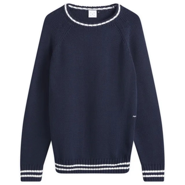 Pop Trading Company Men's Knitted Logo Crew Sweater Navy
