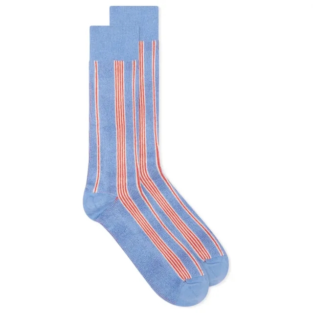 GUEST IN RESIDENCE Women's Vertical Stripe Socks French Blue/Cream/Cherry