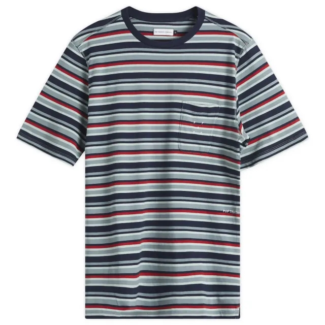 Pop Trading Company Men's Striped Pocket T-Shirt Multicolour
