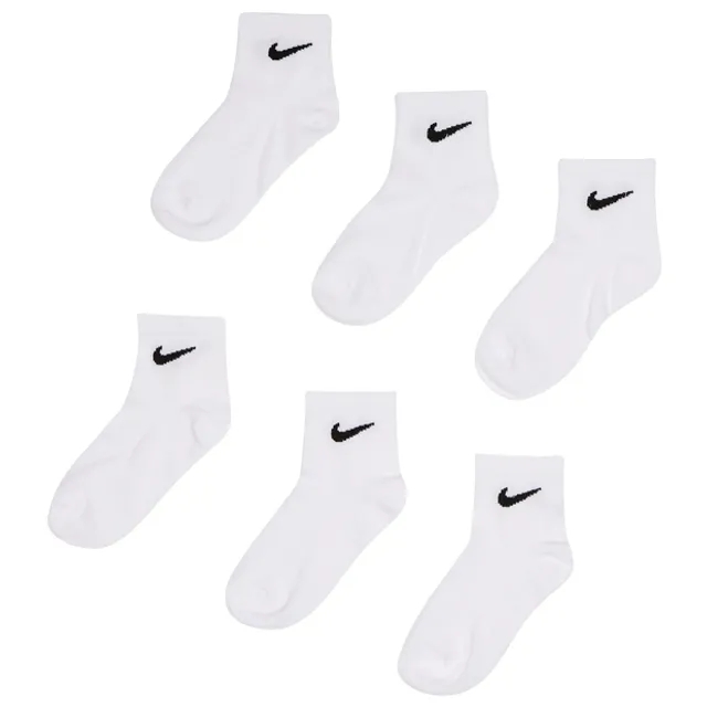 Nike Junior 6 Pack Basic Ankle Sock - White - Size 9.5-2.5 - White