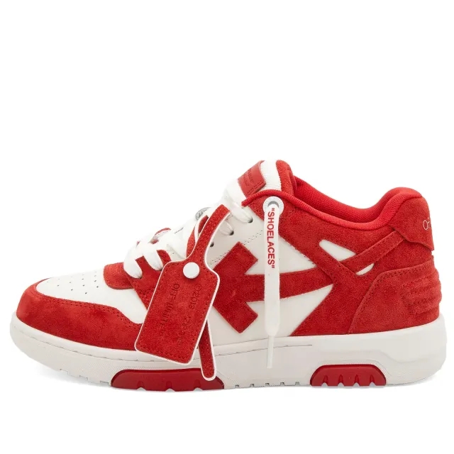 Off-White Men's Out Of Office Suede Sneaker Brick Red/White