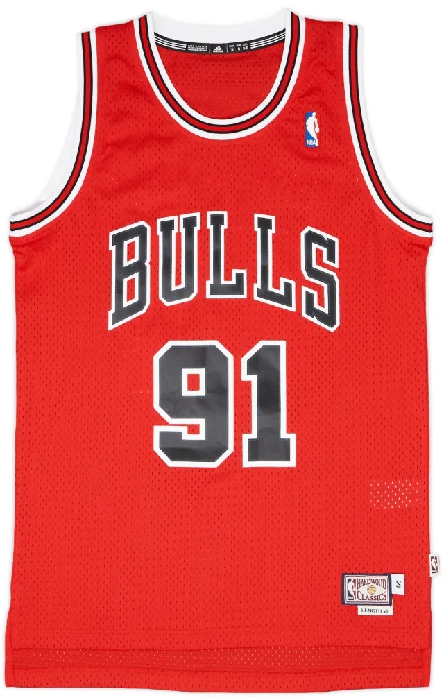 1995-98 Chicago Bulls Rodman #91 adidas Swingman Hardwood Classics Away Jersey - 9/10 - (S)
