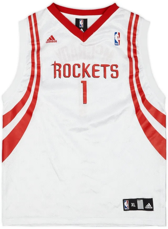 2006-10 Houston Rockets McGrady #1 adidas Home Jersey - 9/10 - (XL.Boys)