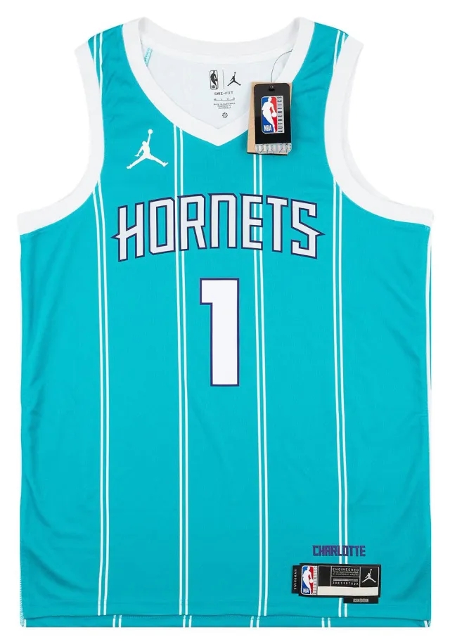 Nike 2022-24 Charlotte Hornets Ball #1 Jordan Swingman Away Jersey (M)