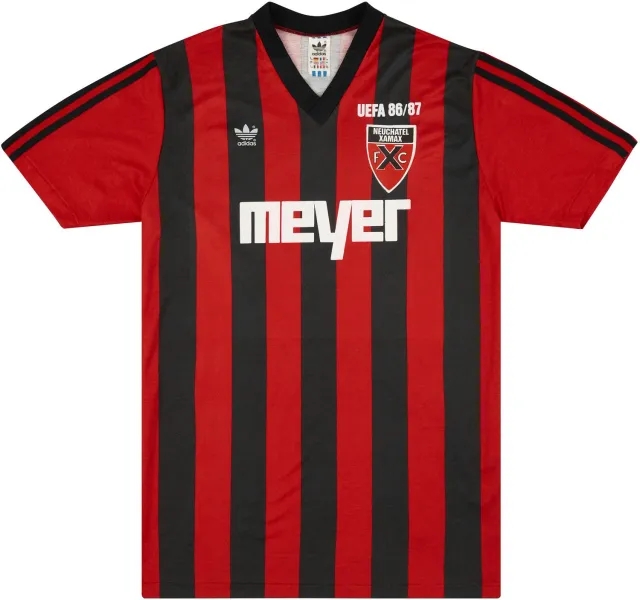 adidas 1986-87 Neuchatel Xamax Match Worn UEFA Cup Home Shirt #17 (Zaugg) v Lyngby