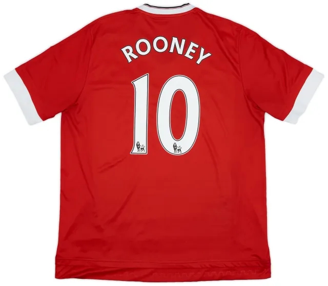adidas 2015-16 Manchester United Home Shirt Rooney #10 - 7/10 - (XL)