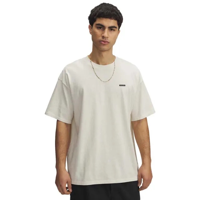 Men's  Under Armour  Heavyweight Oversized Logo Wash Short Sleeve Stone / White XXL