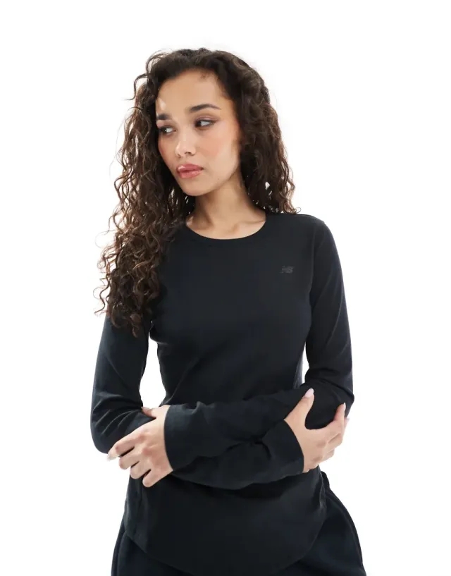 New Balance Micro-Rib Long Sleeve In Black