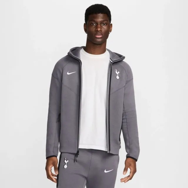 Nike Tottenham NSW Tech Fleece FZ Hoodie - Dark Grey/White - 2024-2025