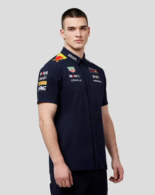 Castore Oracle Red Bull Racing Men's Official Teamline Short Sleeve Buttoned Shirt - Night Sky