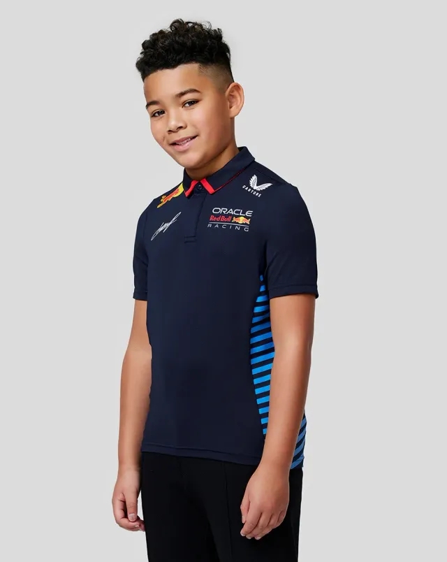 Castore Oracle Red Bull Racing Junior Official Teamline Short Sleeve Polo Shirt Checo - Night Sky