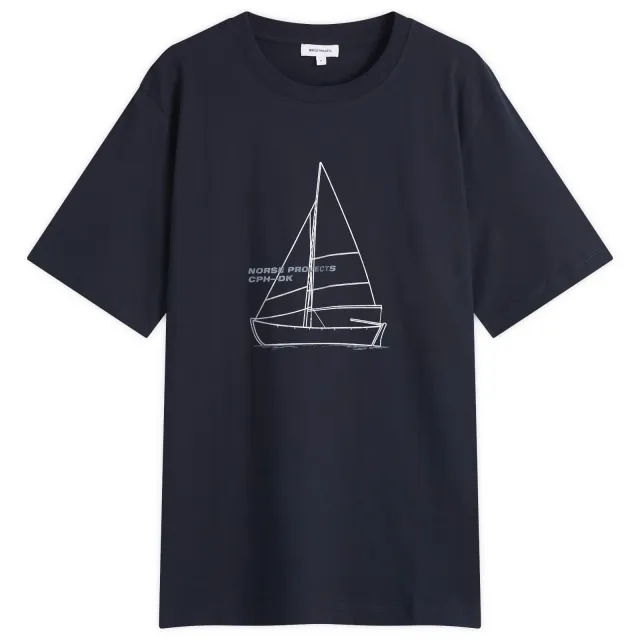 Norse Projects Men's Holger Boat Print T-Shirt Dark Navy