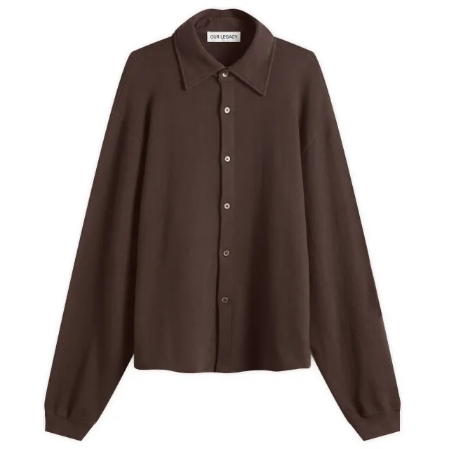 Our Legacy Men's Recovery Fuzzy Knit Shirt Depp Brown Fuzzy Fleece