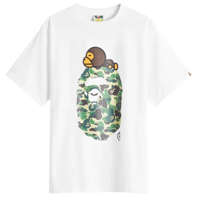 A Bathing Ape Men's Abc Camoilo On Big Ape Tee White X Green
