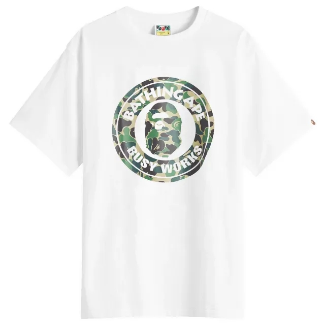 A Bathing Ape Men's Abc Camo Busy Works Tee White X Green