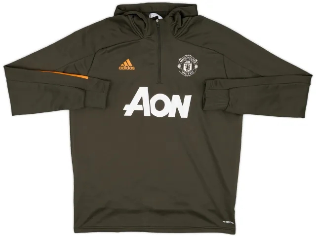 2020-21 Manchester United adidas 1/4 Zip Hooded Drill Top - 9/10 - (XL)