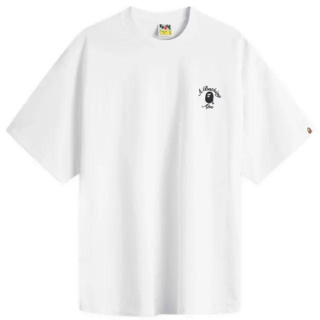A Bathing Ape Men's One Point College Relaxed Fit Tee White