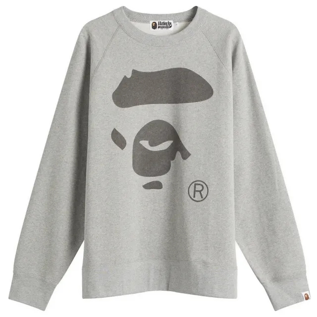 A Bathing Ape Men's Ape Face Crewneck Sweatshirt Gray