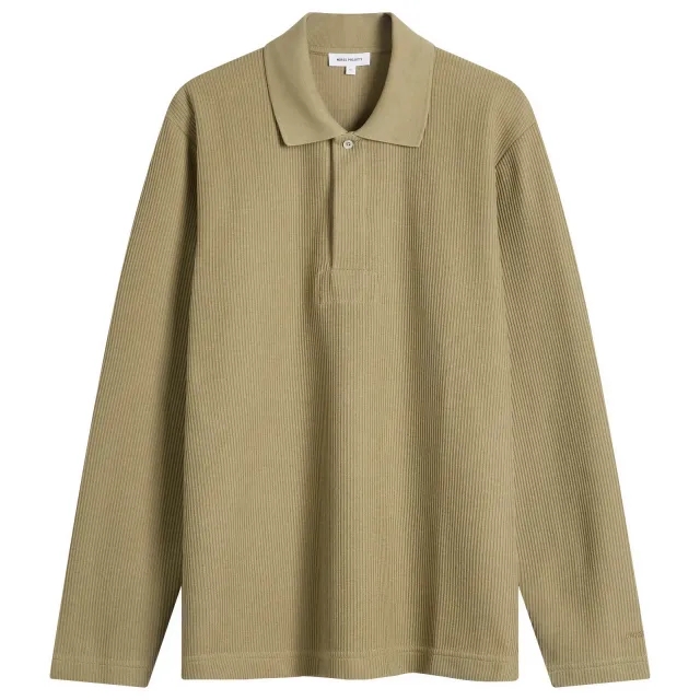 Norse Projects Men's Ruben Double Face Long Sleeve Polo Clay