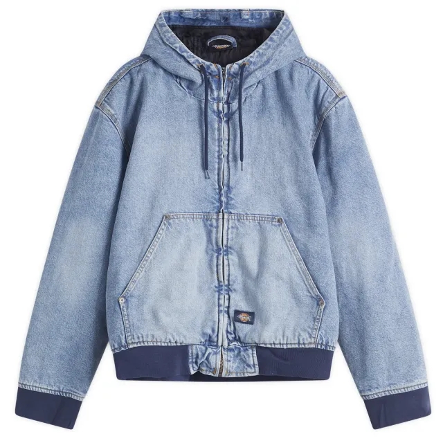 Dickies Men's Hooded Denim Jacket Rinsed Blue W/ Fade