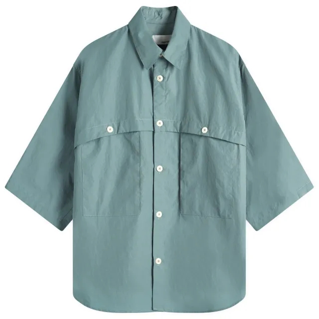 Sage Nation Men's Martial Short Sleeve Vent Shirt Silver Blue