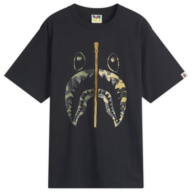 A Bathing Ape Men's 1St Camo Separate Shark Tee Black