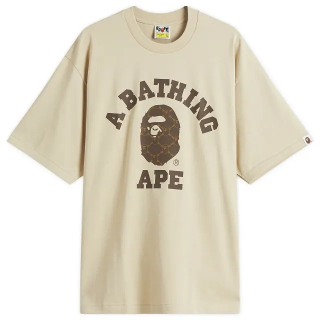 T-Shirt A Bathing Ape College Monogram College Relaxed Fit Tee Unisex Beige S
