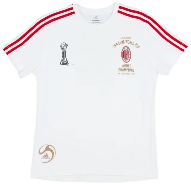 2007-08 AC Milan adidas 'FIFA Club World Cup World Champions' Cotton Tee - 9/10 - (M)