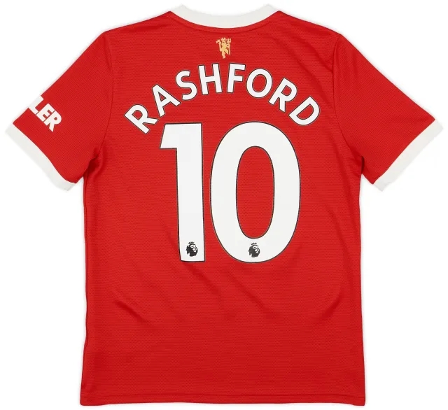adidas 2021-22 Manchester United Home Shirt Rashford #10 - 7/10 - (L.Boys)