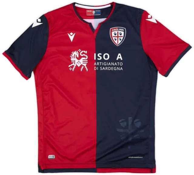 Macron 2019-20 Cagliari Home Shirt #5 - 8/10 - (XL.Boys)