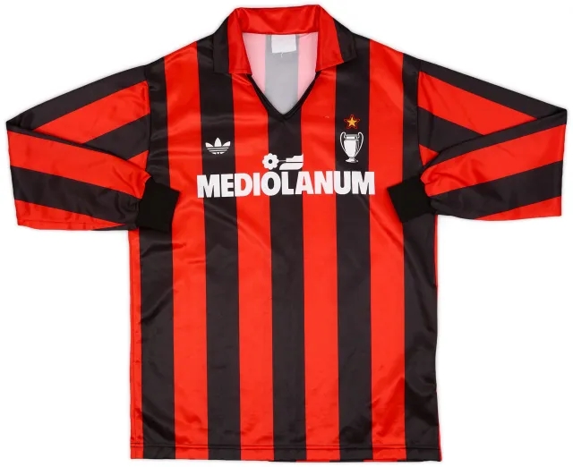 adidas 1990-91 AC Milan Home L/S Shirt - 9/10 - (M)