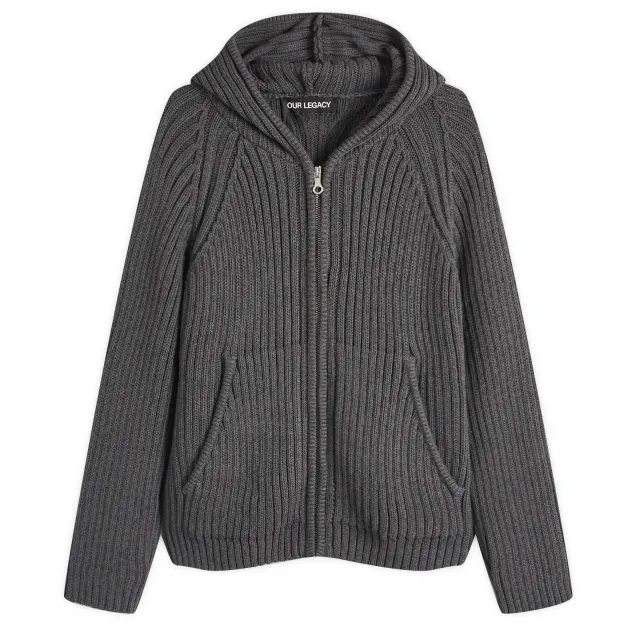 Our Legacy Women's Level Hoodie Dark Grey Melange Dry Cotton