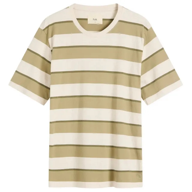 Folk Men's Melange Shadow Stripe T-Shirt Light Sage Melange