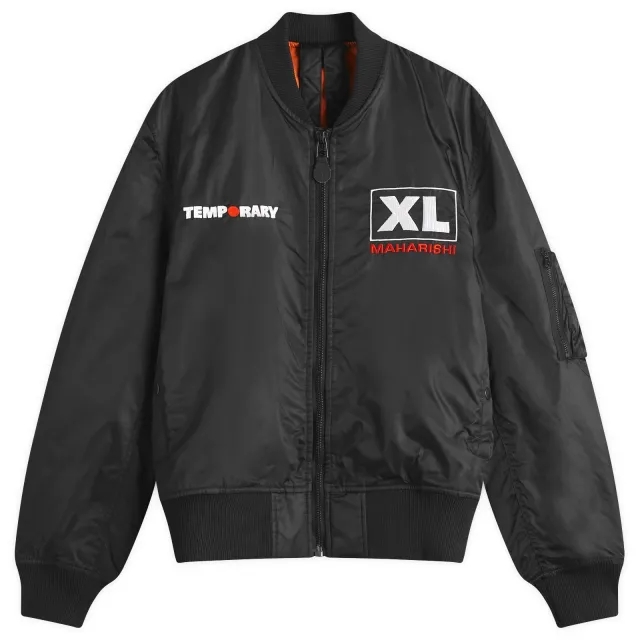 Maharishi Men's XL Temporary Celeste MA-1 Flight Jacket Black
