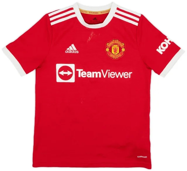 adidas 2021-22 Manchester United Home Shirt - 7/10 - (L.Boys)