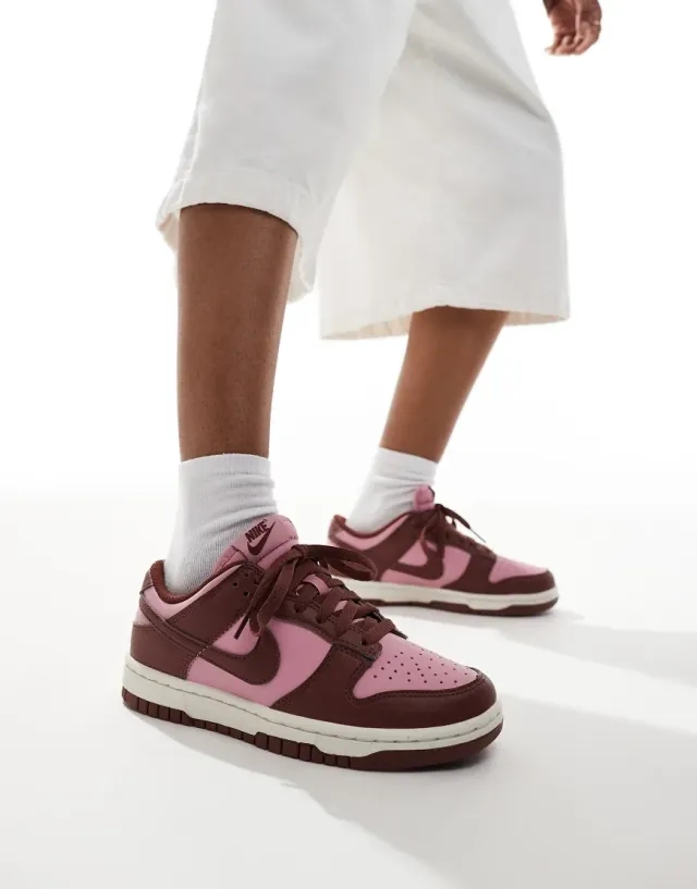 Nike Dunk Low Nn Trainers In Pink And Brown-White