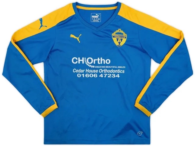 Puma 2010s Warrington Town Youth Home L/S Shirt #41 - 9/10 - (M.Boys)