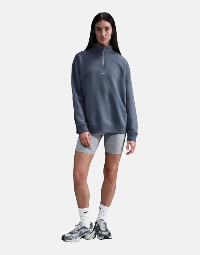 Women's Nike Nsw Fleece Half Zip Top in Blue